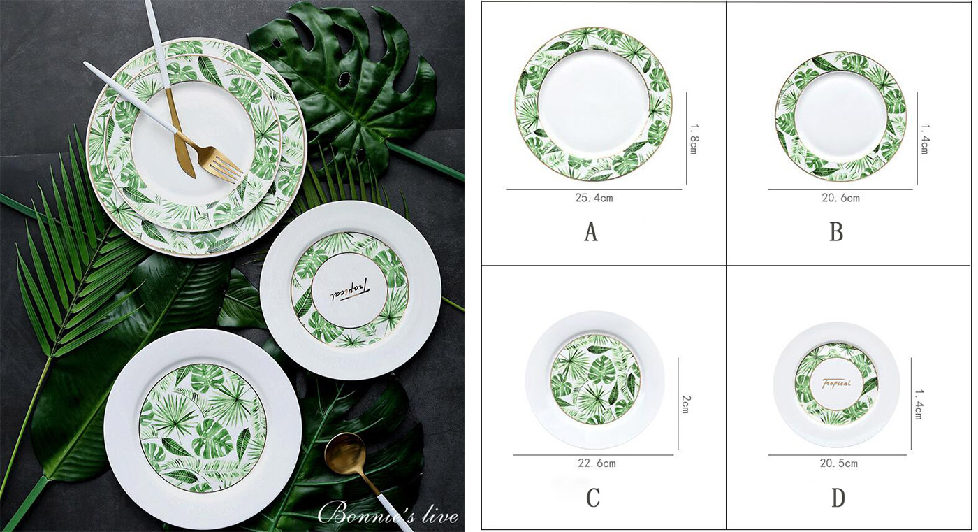 White and glazed ceramic plates set dinnerware