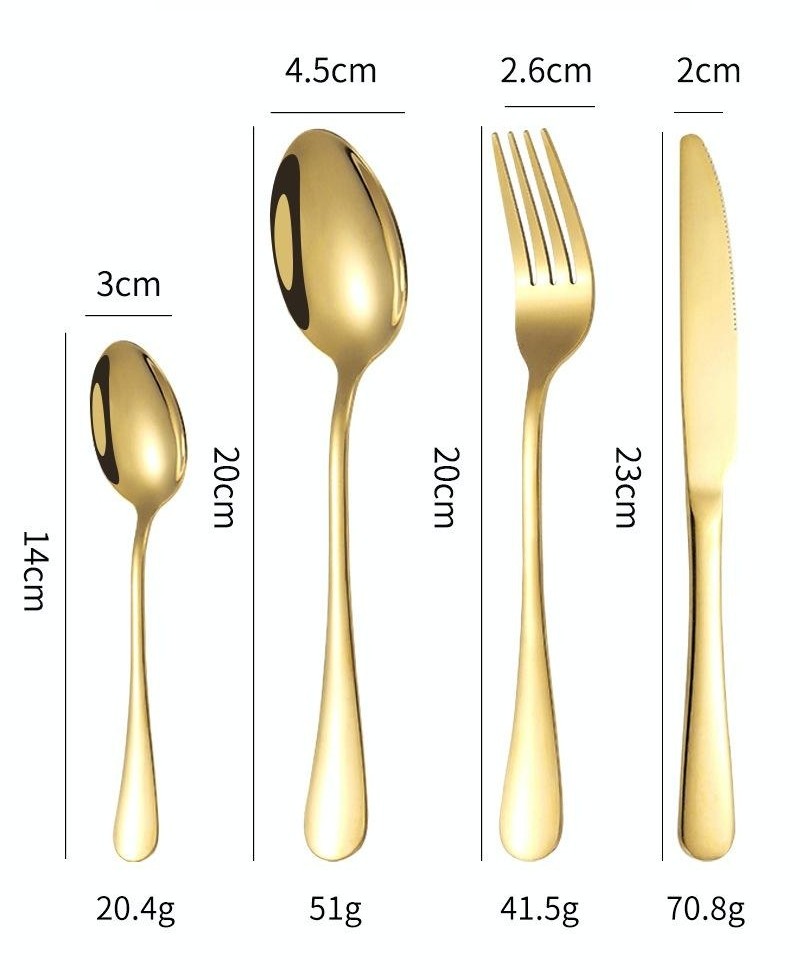 Stainless Steel Knife Fork Spoon 36pcs 48pcs Gift Golden Wooden Box Set