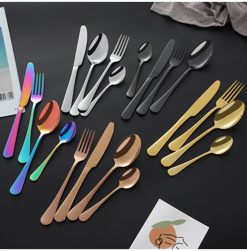 Stainless Steel Knife Fork Spoon 36pcs 48pcs Gift Golden Wooden Box Set