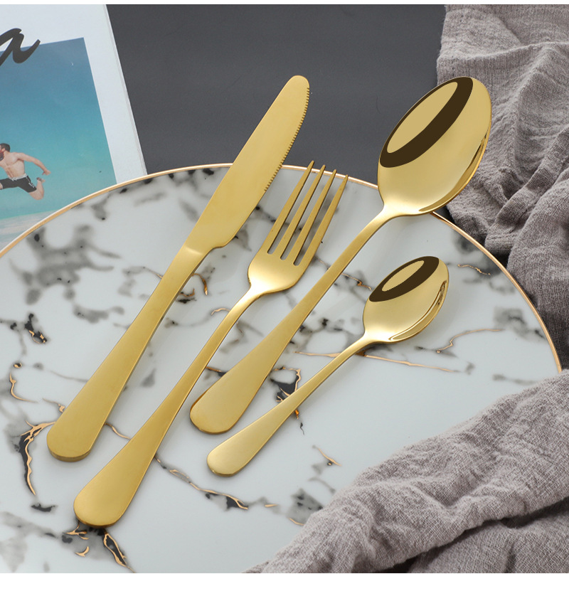 Stainless Steel Knife Fork Spoon 36pcs 48pcs Gift Golden Wooden Box Set