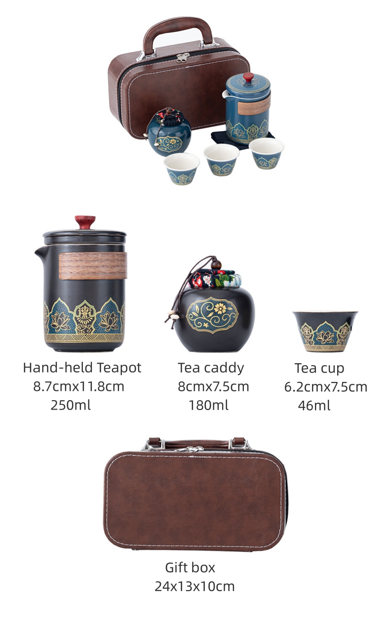 Custom Logo Ceramic Portable Gongfu Tea Set Gift Box