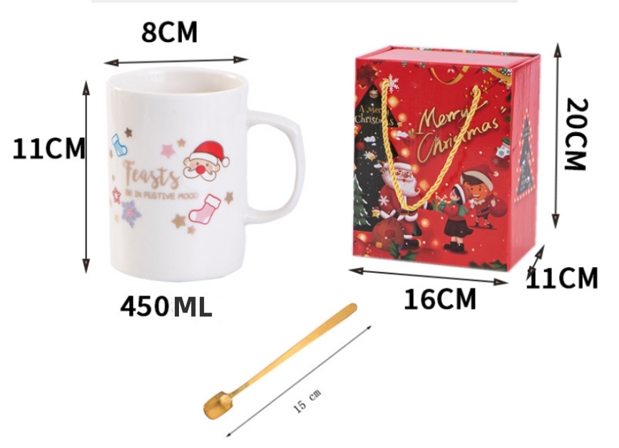 Christmas-themed Covered Spoon Ceramic Mug