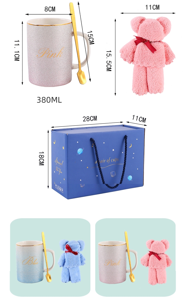 Factory Direct Sale Towl Bear Ceramic Cup  with Spoon