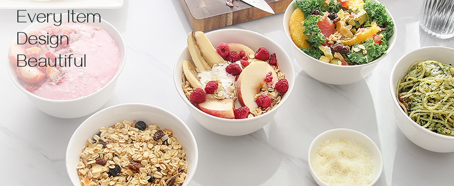 White Ceramic Soup Cereal Bowls