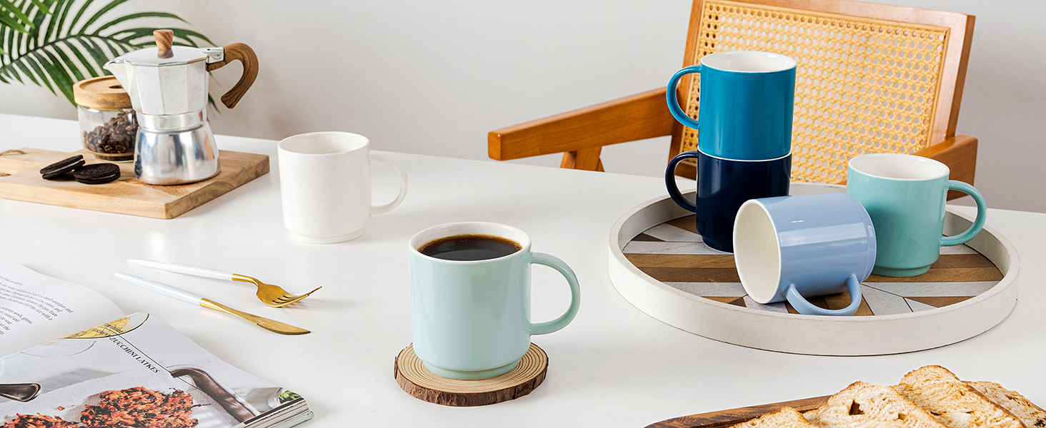 Porcelain Stackable Coffee Cup Mugs