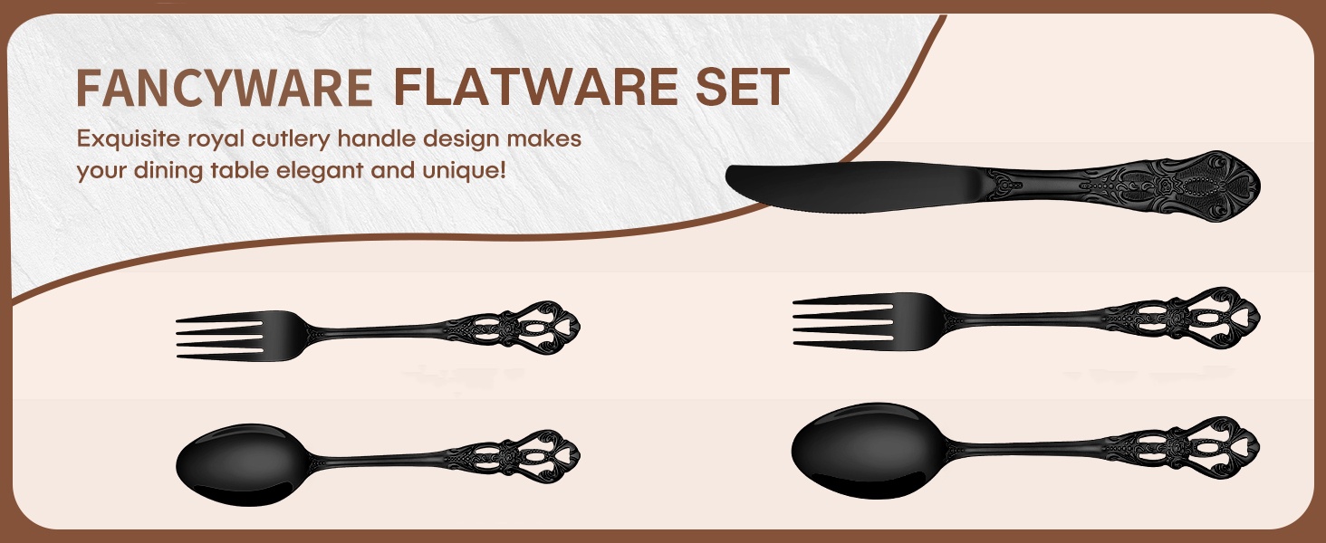 Black Retro Stainless Steel  Flatware Set