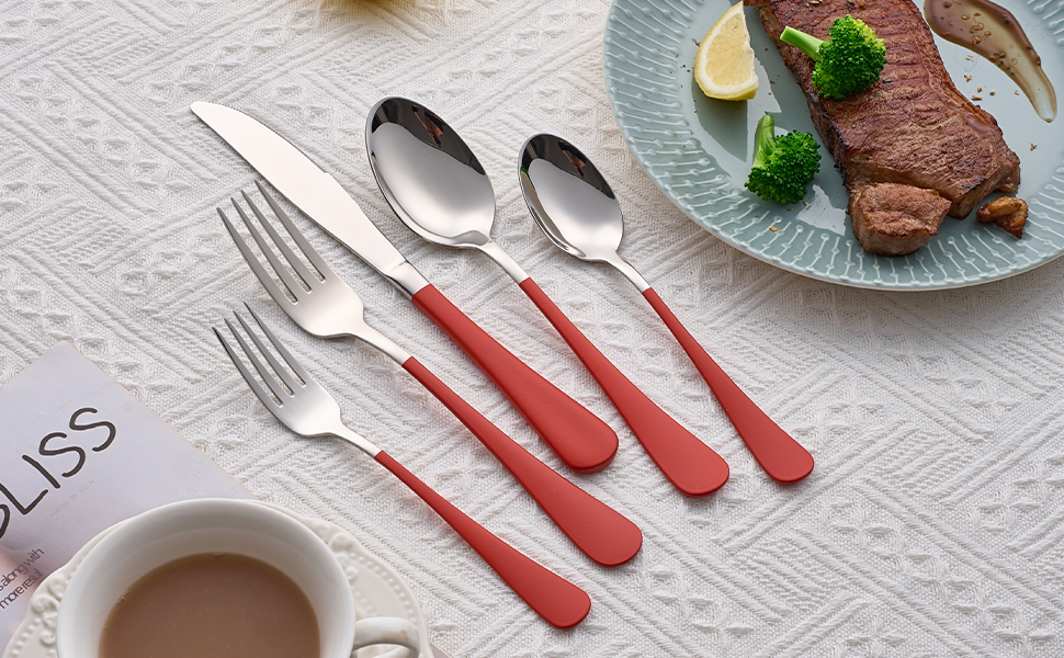 Stainless Steel Coffee Color Handle Flatware Set