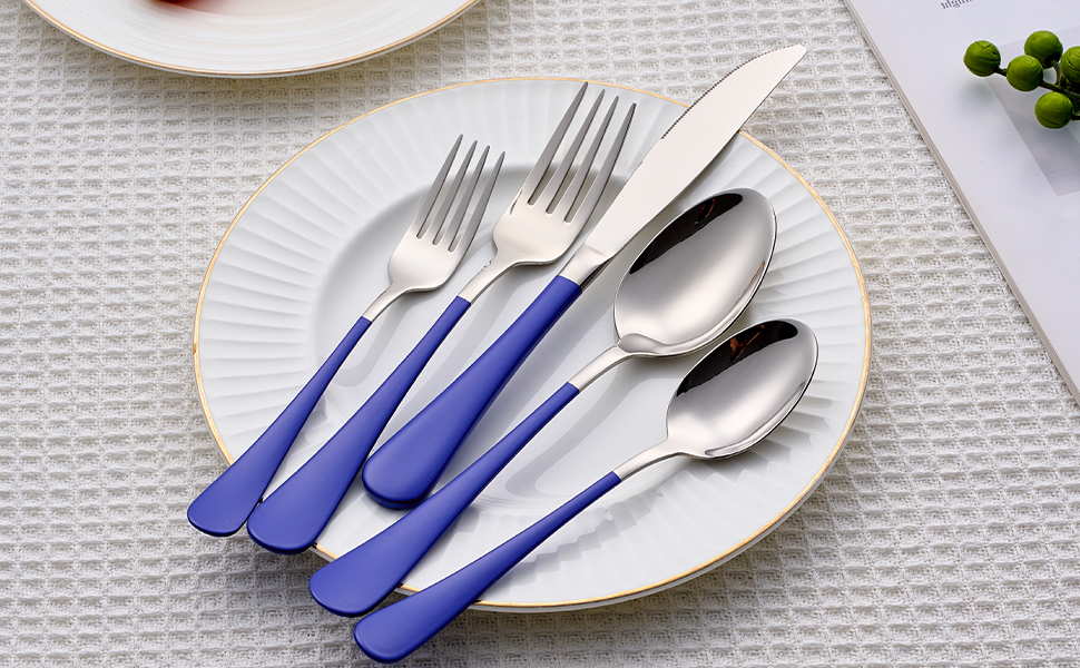 Stainless Steel Coffee Color Handle Flatware Set