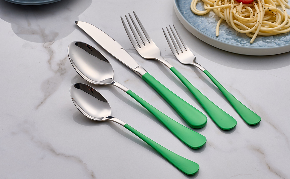 Stainless Steel Coffee Color Handle Flatware Set