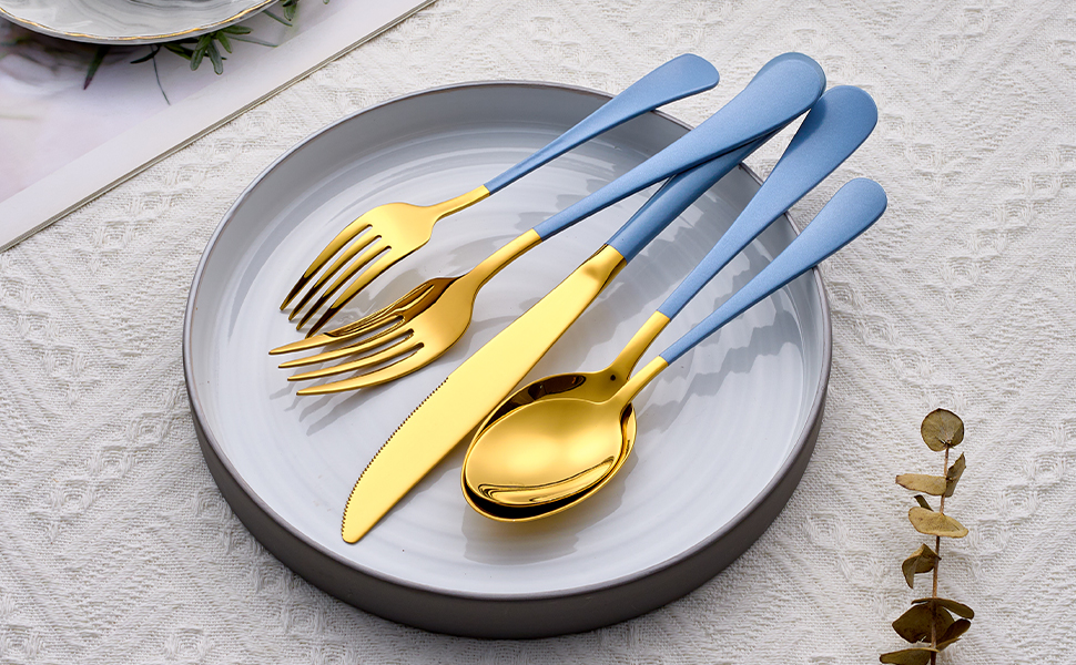 Stainless Steel Coffee Color Handle Flatware Set