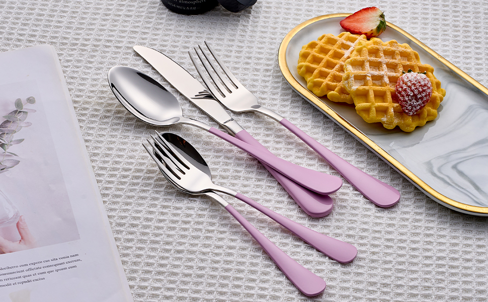 Stainless Steel Coffee Color Handle Flatware Set