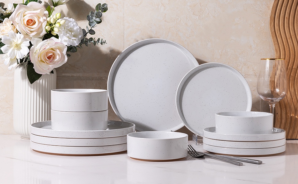 Stackable Stoneware Dinnerware  Plates and Bowls