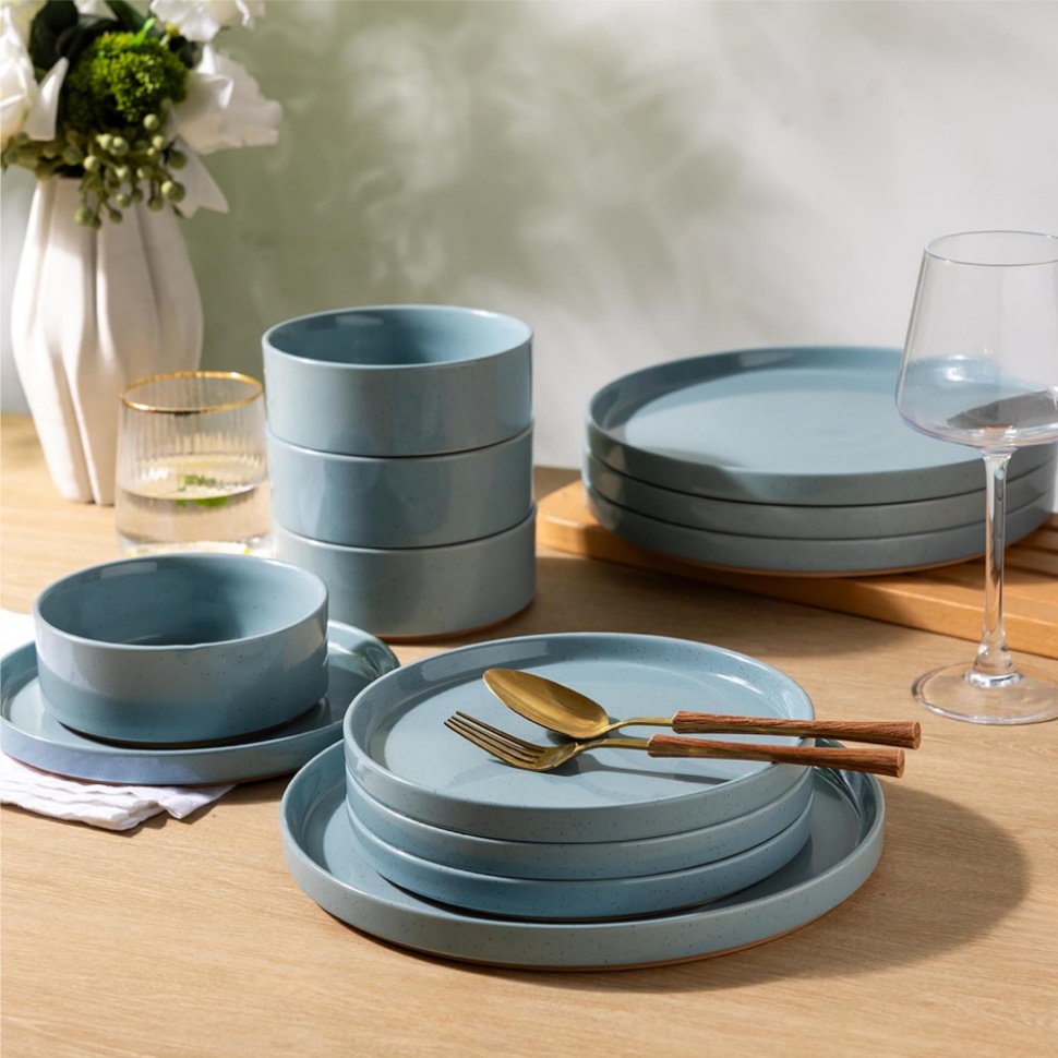 Stackable Stoneware Dinnerware  Plates and Bowls