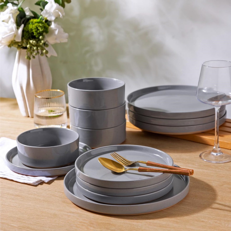 Stackable Stoneware Dinnerware  Plates and Bowls