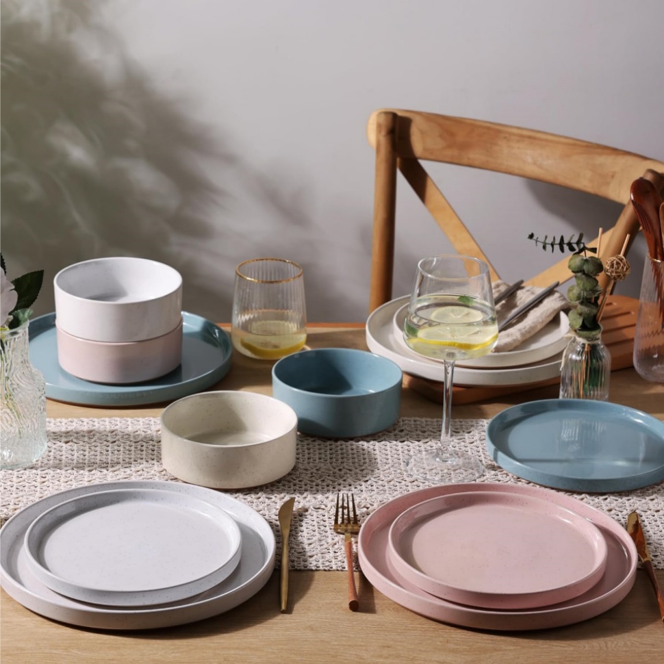 Stackable Stoneware Dinnerware  Plates and Bowls