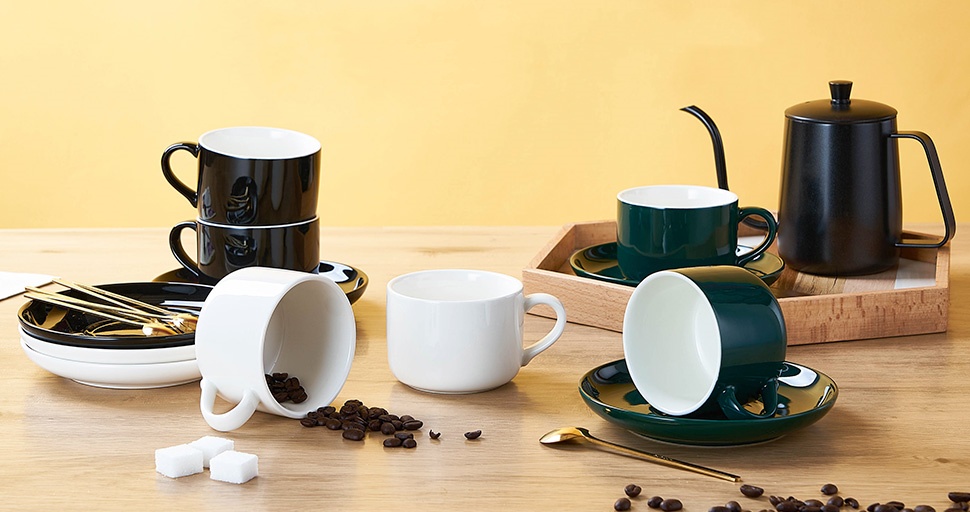 Porcelain Espresso Coffee Cup and Saucers