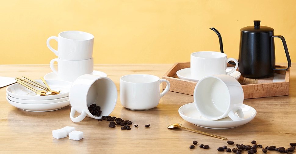 Porcelain Espresso Coffee Cup and Saucers