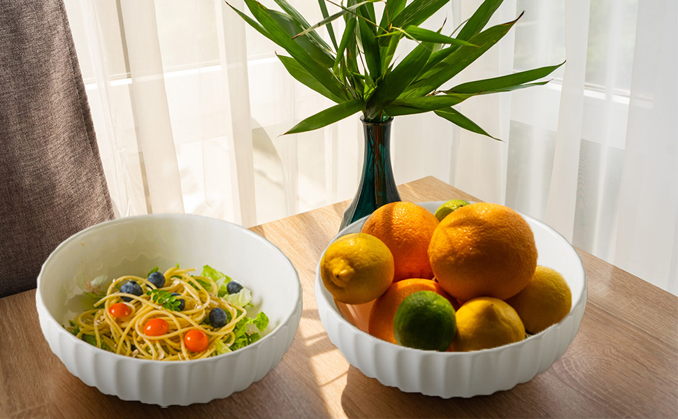 Big White Ceramic Salad Bowls