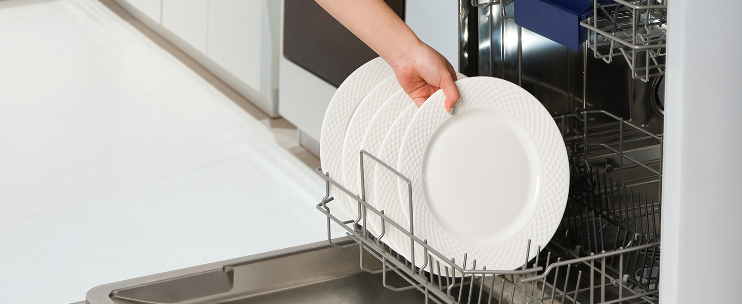 White Embossed Ceramic Dinner Plate