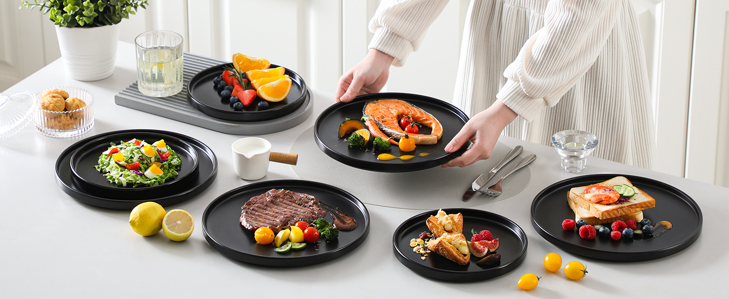 Black Ceramic Dinner Plates