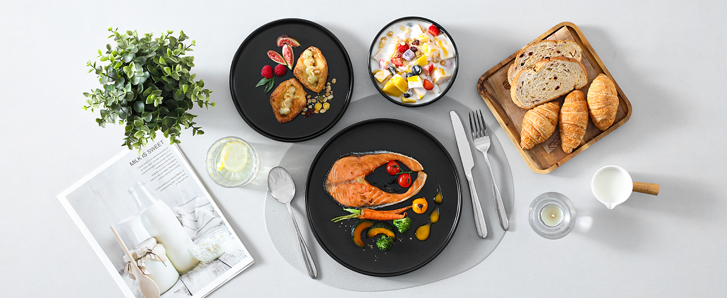 Black Ceramic Dinner Plates