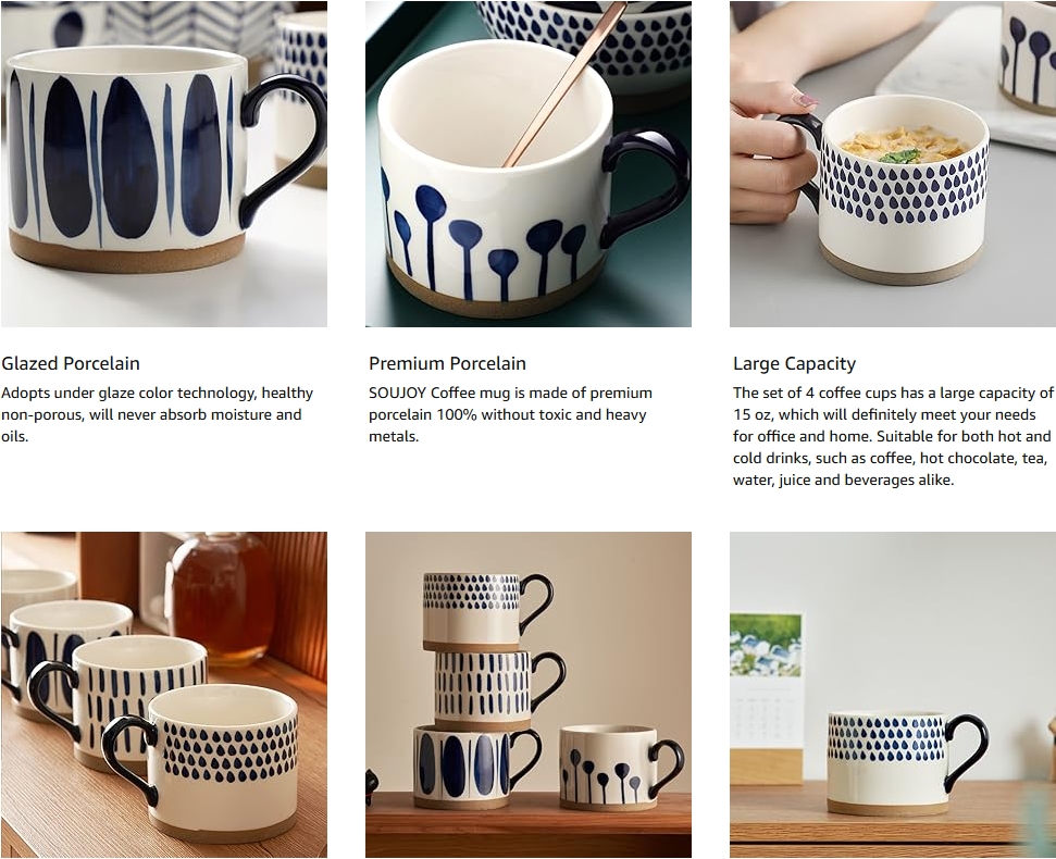 Hand Painted Porcelain Coffee Mugs