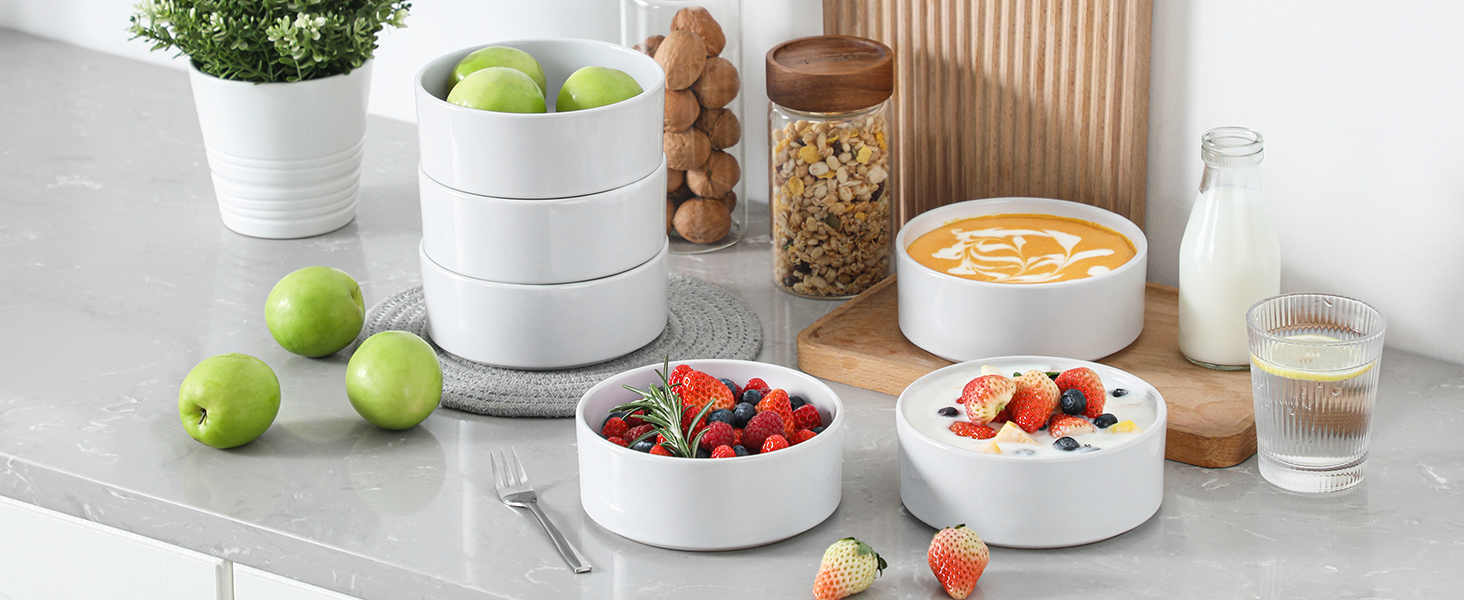 White Deep Ceramic Salad  Bowls