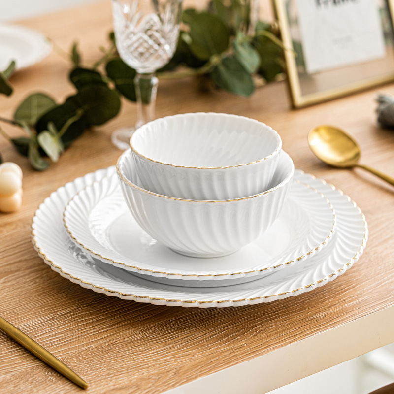 Creative Gold-Painted Ceramic Tableware Set with Logo: Elevate Your Brand with Custom Luxury