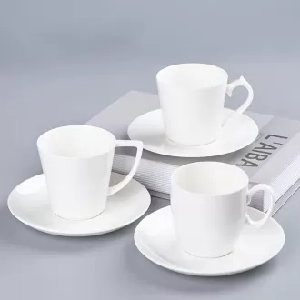 White Restaurant Customized Logo mug with saucer