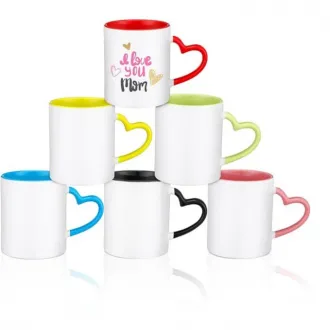 11 oz Blanks Sublimation Coffee Mugs with Heart Handle