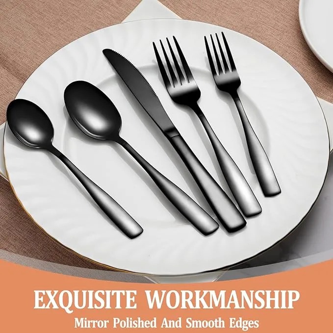 Black Stainless Steel Silverware Set