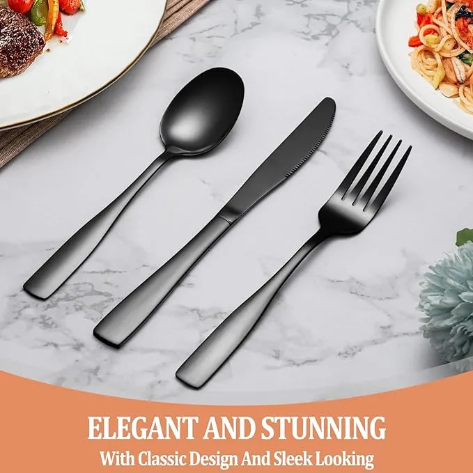 Black Stainless Steel Silverware Set