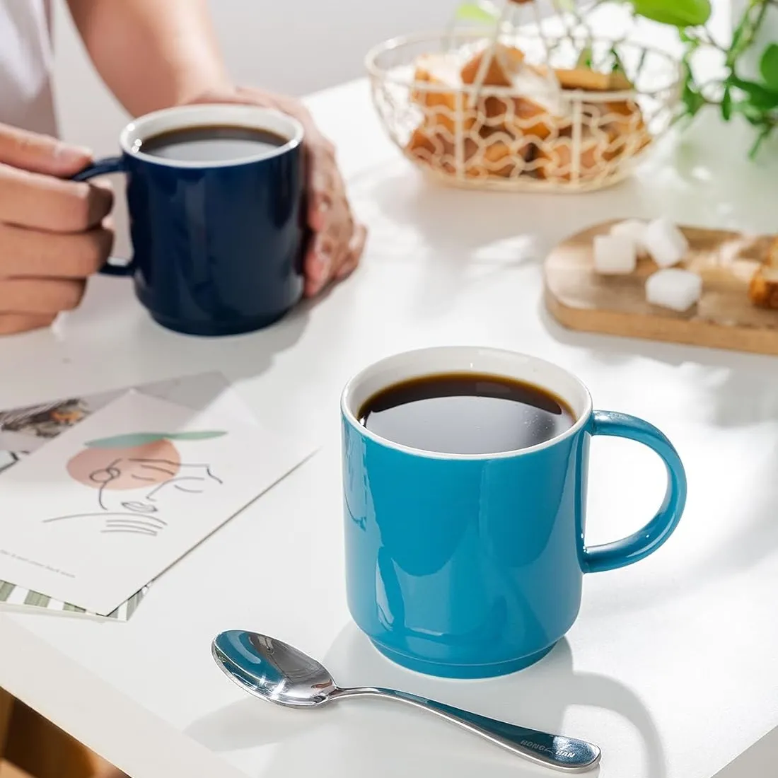 Porcelain Stackable Coffee Cup Mugs