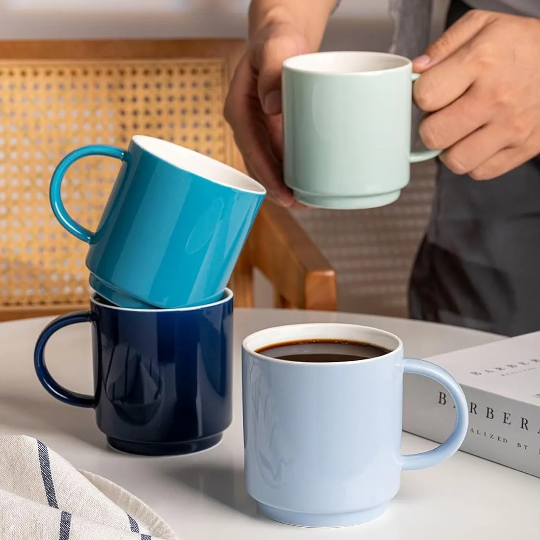 Porcelain Stackable Coffee Cup Mugs