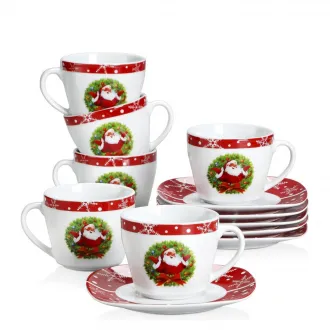 Porcelain Christmas Espresso Cups and Saucers Set