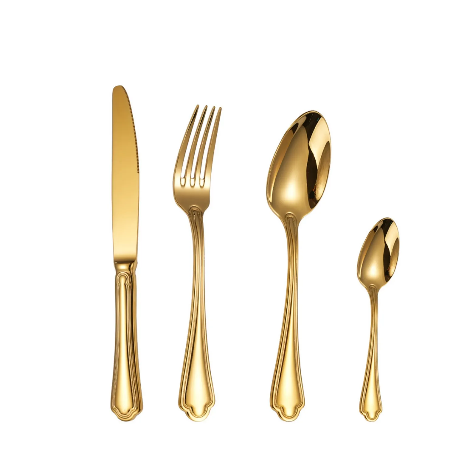 Stainless Steel Flatware Cutlery Set with Scalloped Edge