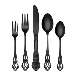 Black Retro Stainless Steel  Flatware Set