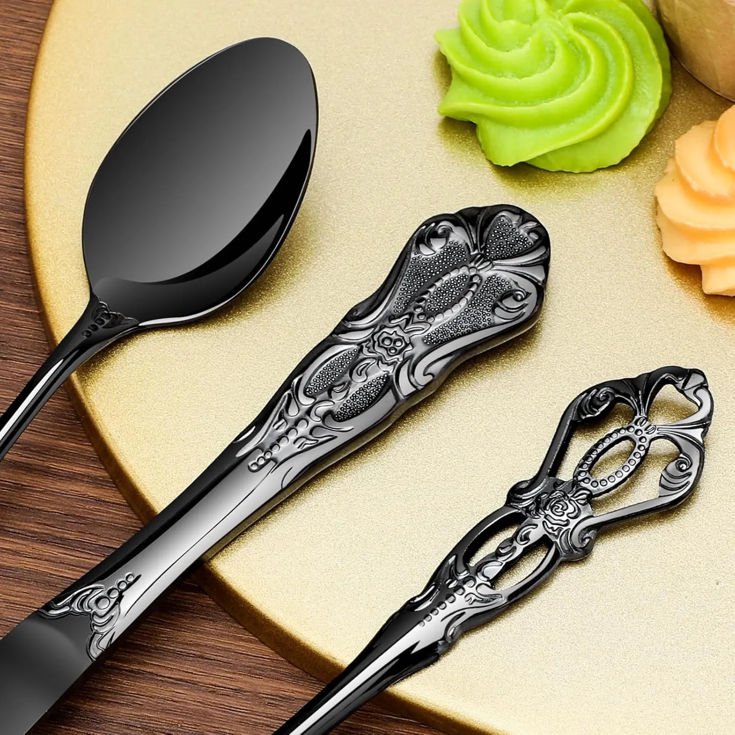 Black Retro Stainless Steel  Flatware Set