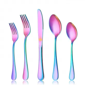 Stainless Steel Rainbow Colorful Flatware Cutlery Set