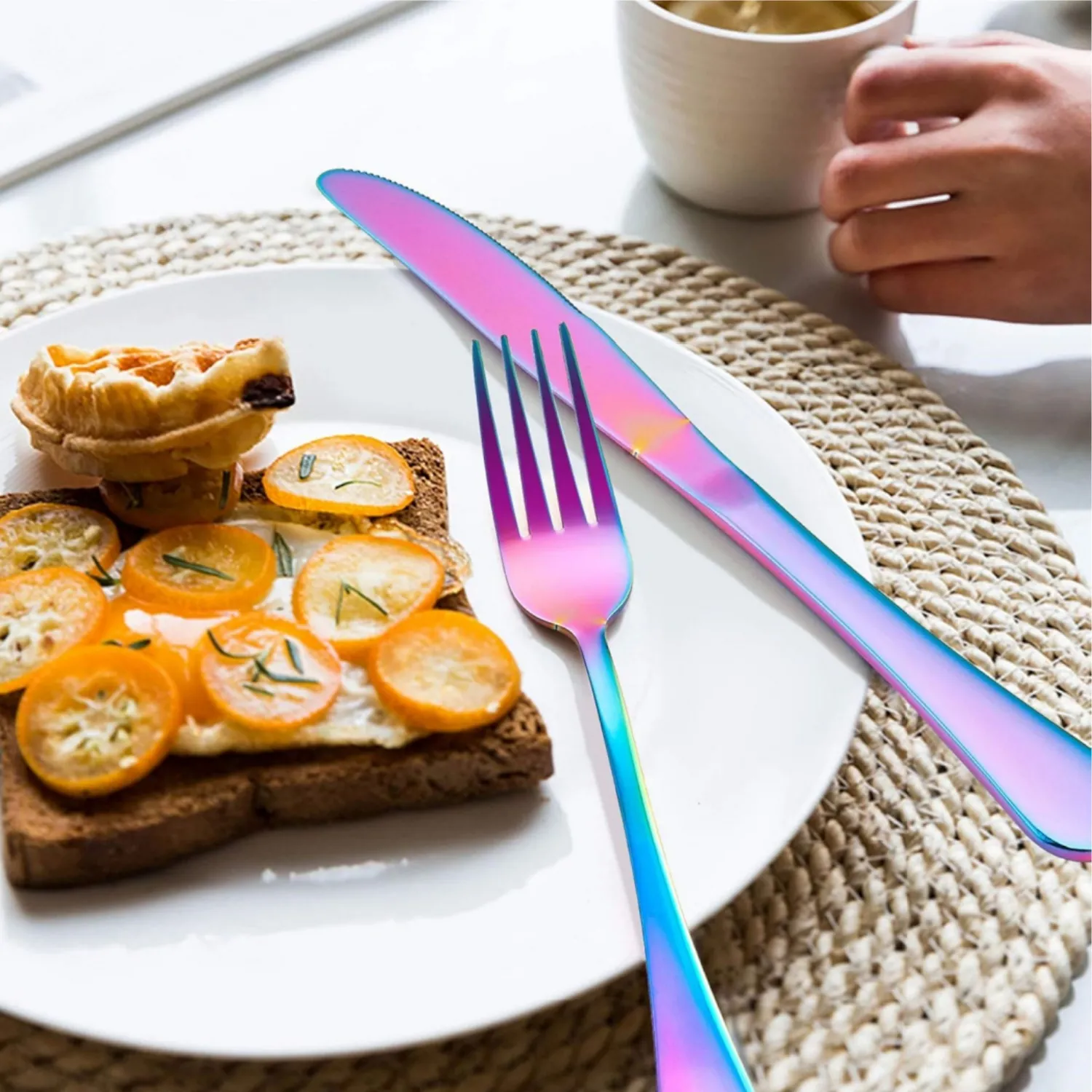 Stainless Steel Rainbow Colorful Flatware Cutlery Set