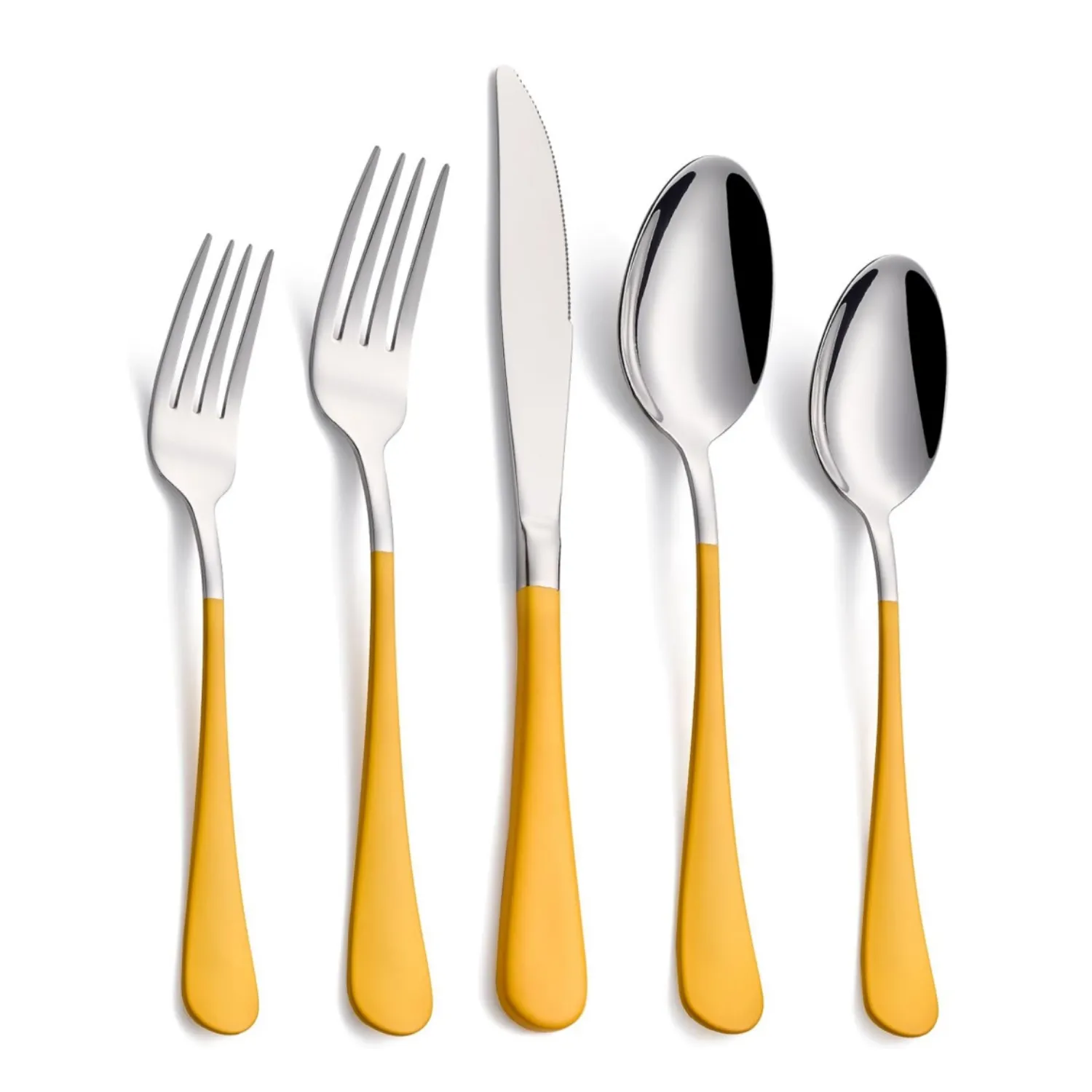 Stainless Steel Coffee Color Handle Flatware Set