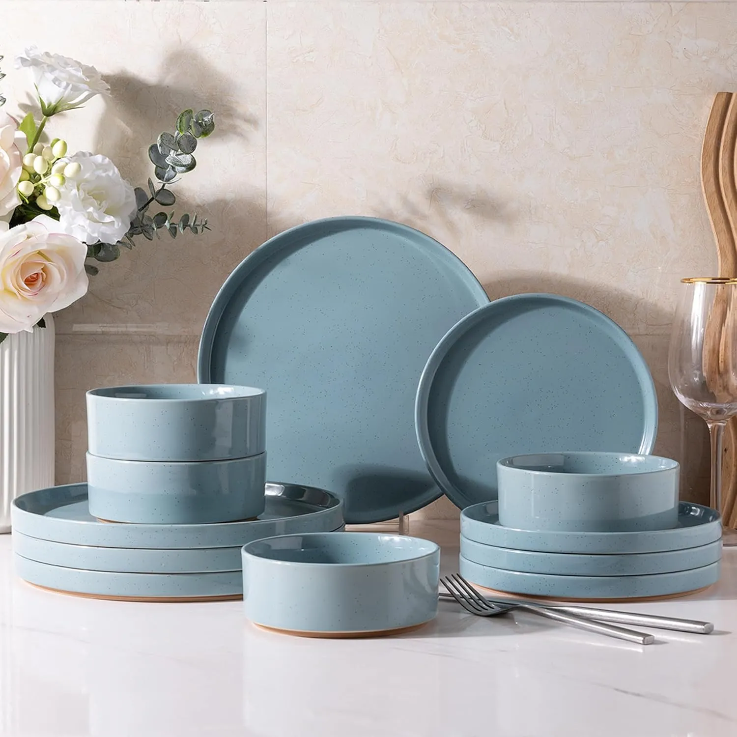 Stackable Stoneware Dinnerware  Plates and Bowls