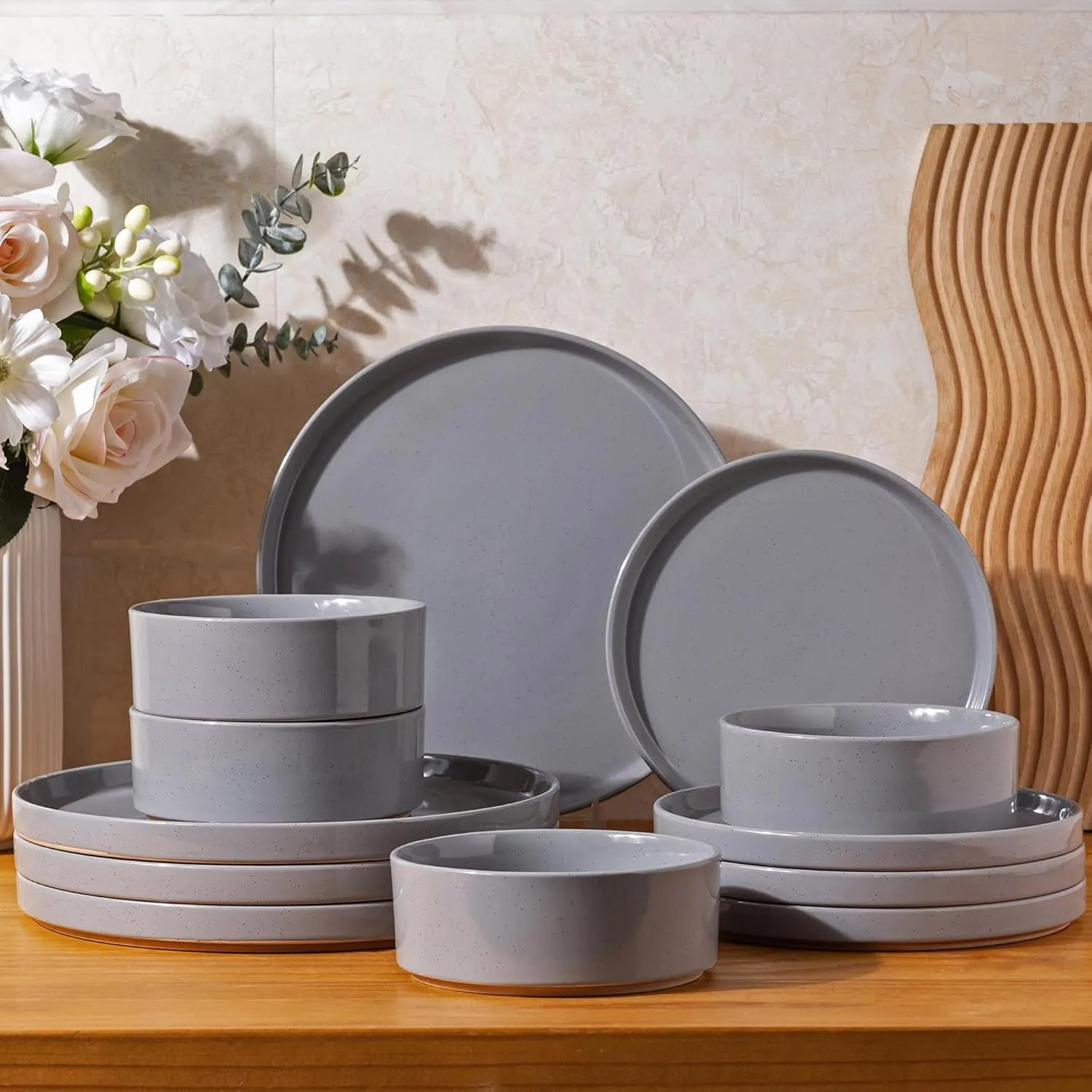 Stackable Stoneware Dinnerware  Plates and Bowls