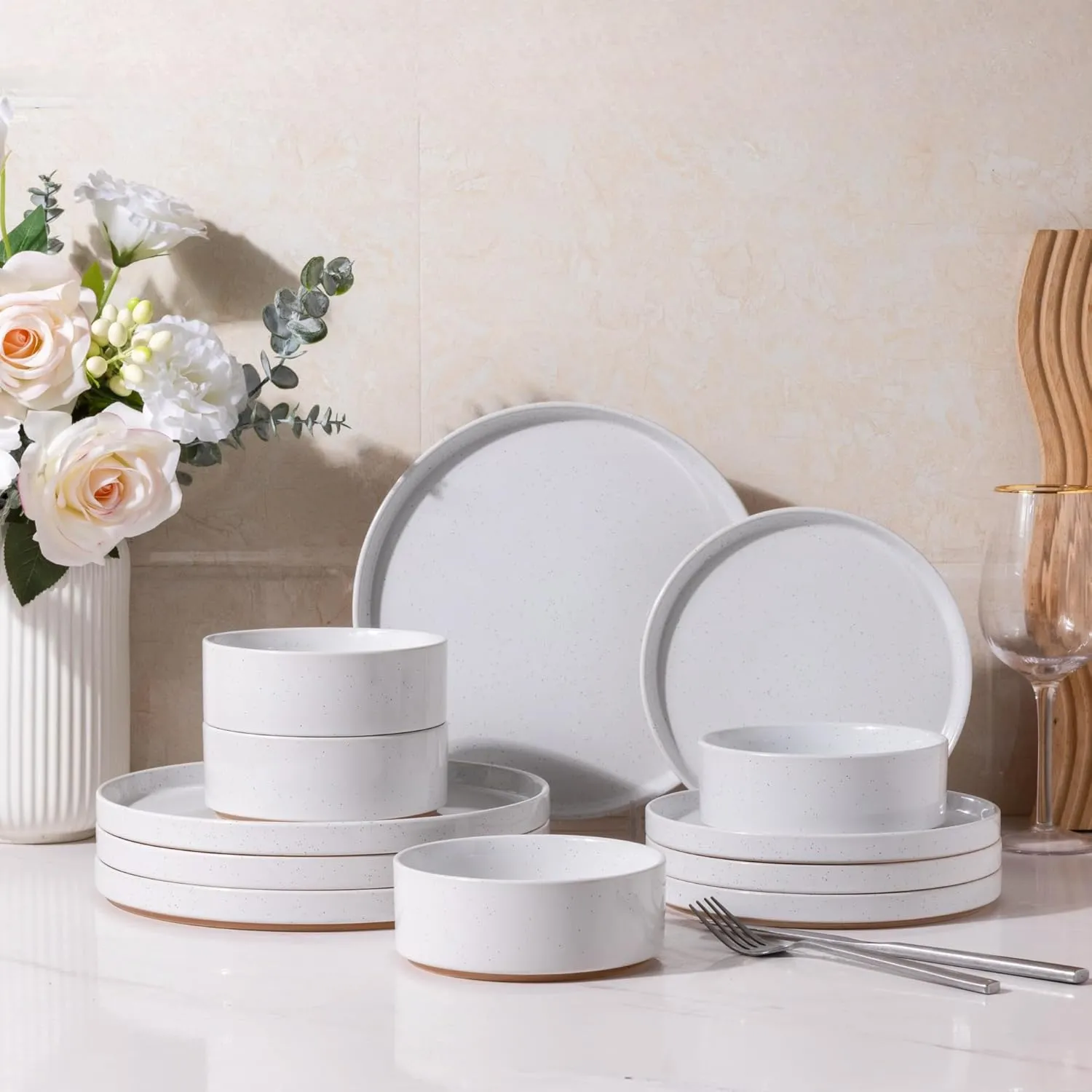 Stackable Stoneware Dinnerware  Plates and Bowls