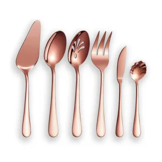 Stainless Steel Rose Gold Titanium Plated Flatware Serving