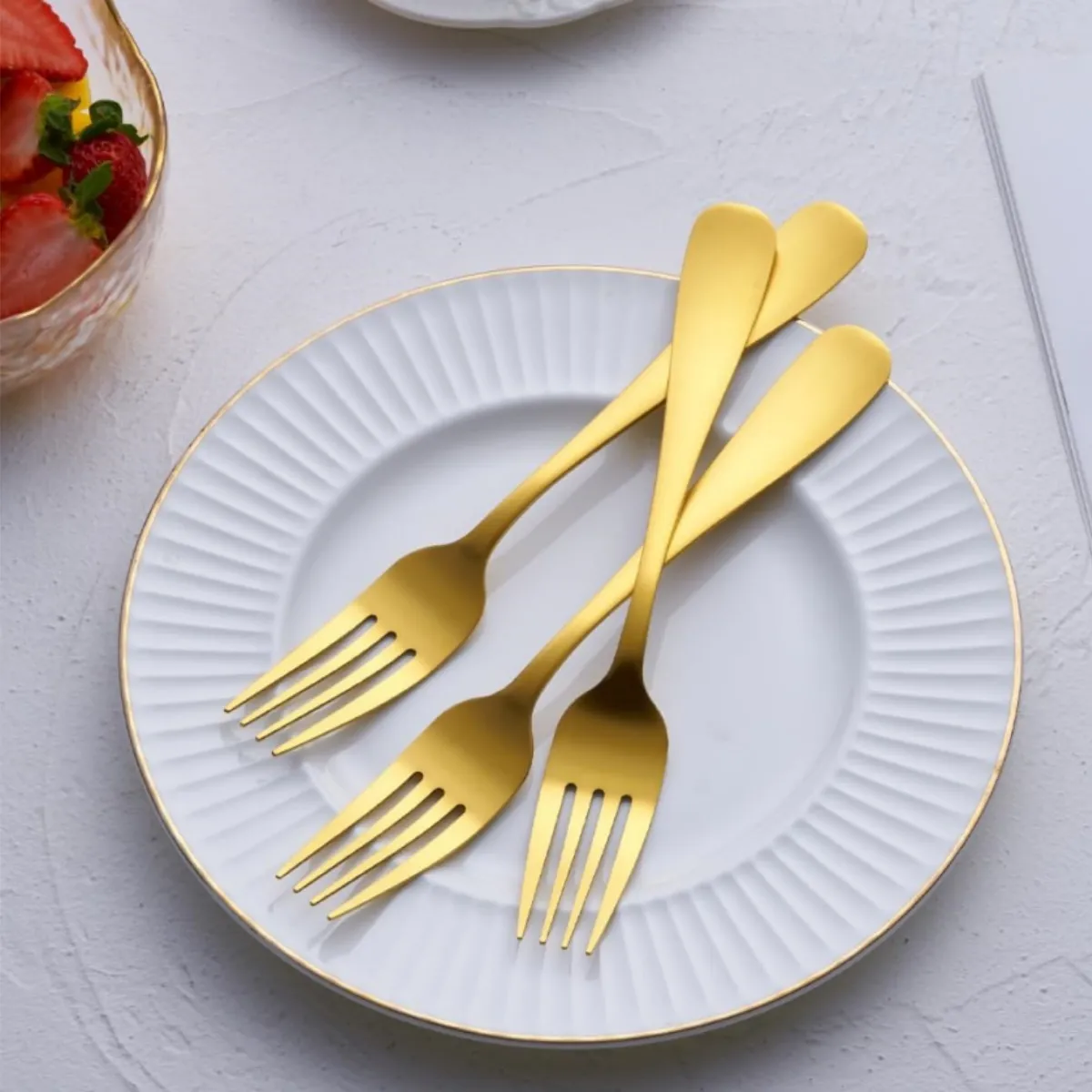 Stainless Steel Matte Gold Dinner Cutlery Set