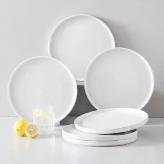 White Ceramic Straight Edge Dinner Plate