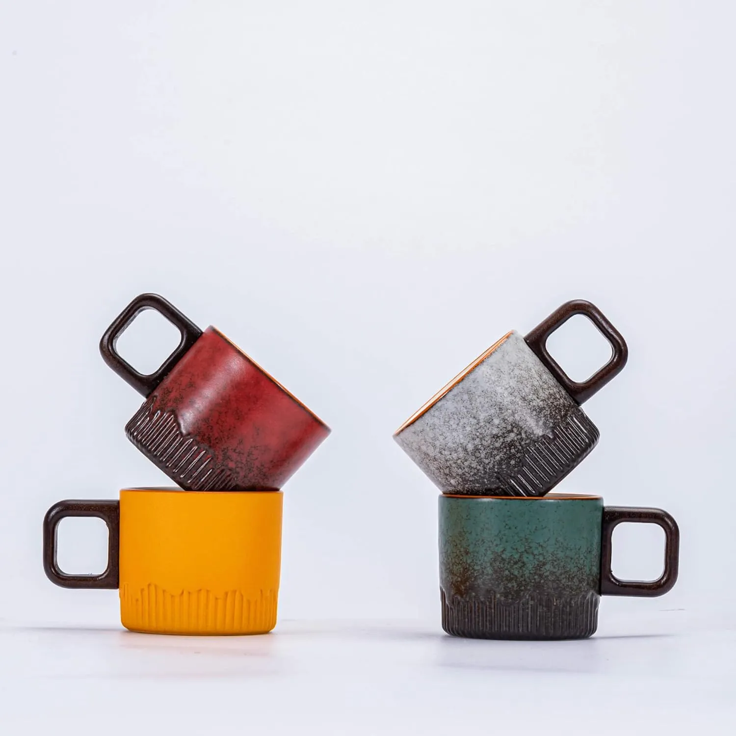 Ceramic espresso cup with wooden handle