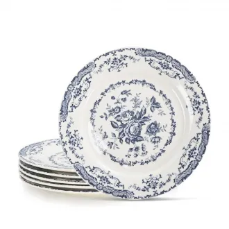 Ceramic salad plate with blue floral decal