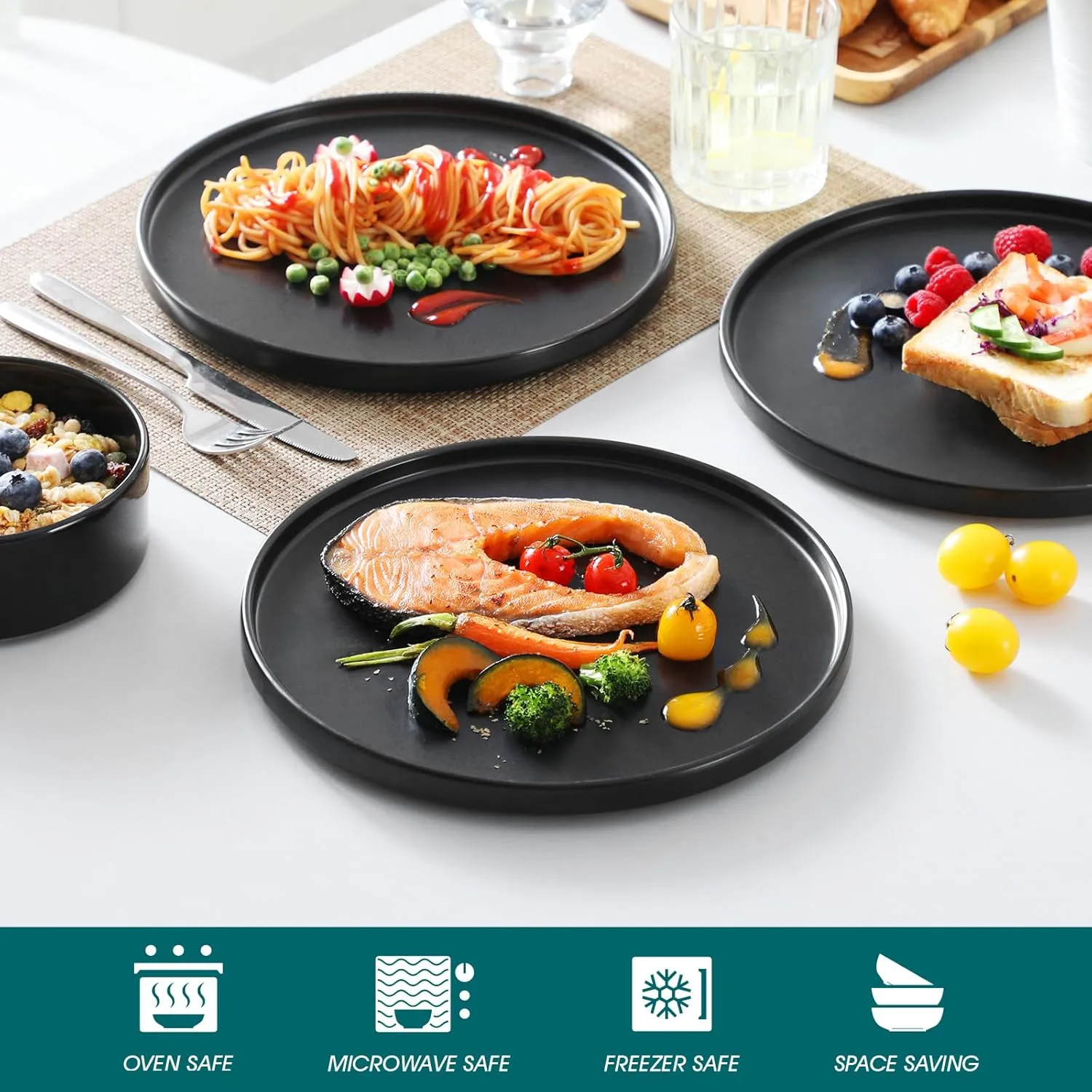 Black Ceramic Dinner Plates